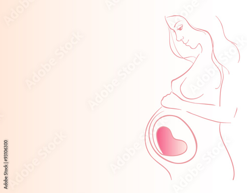 line drawing pregnant woman 