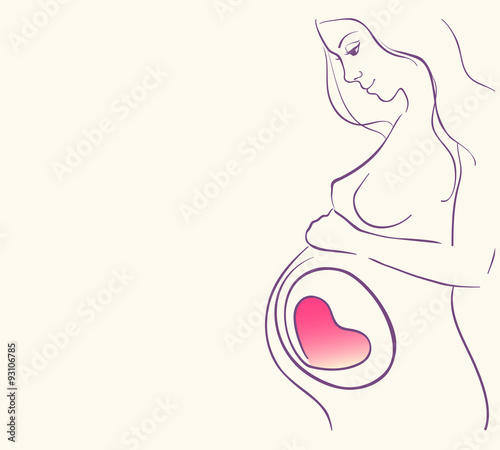 line drawing pregnant woman 
