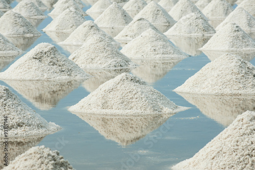 Heap of sea salt in salt farm, Thailand