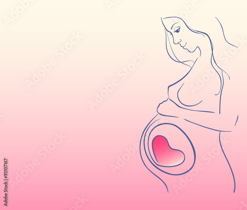 line drawing pregnant woman  photo