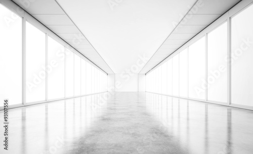 Empty open space gallery with concrete floor. 3d rendering