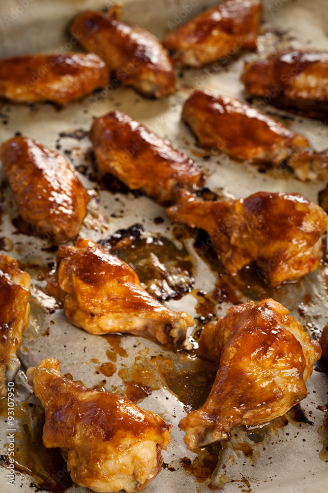 Roasted chicken wings in the oven