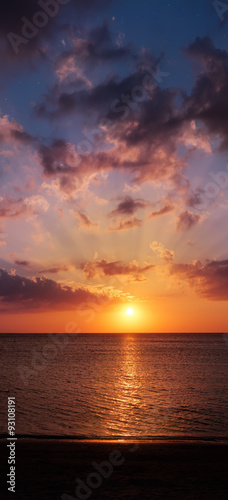 Sea sunset, landscape. Vertical panorama 