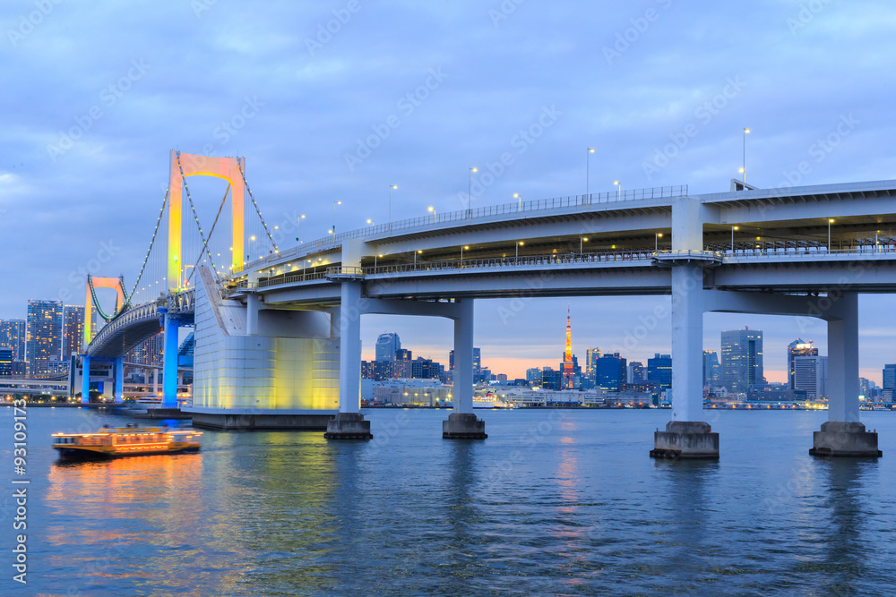 Twilight Tokyo Rainbow bridge in Japan