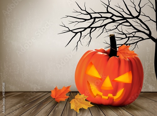 Halloween background with a Jack 'O Lantern. Vector.