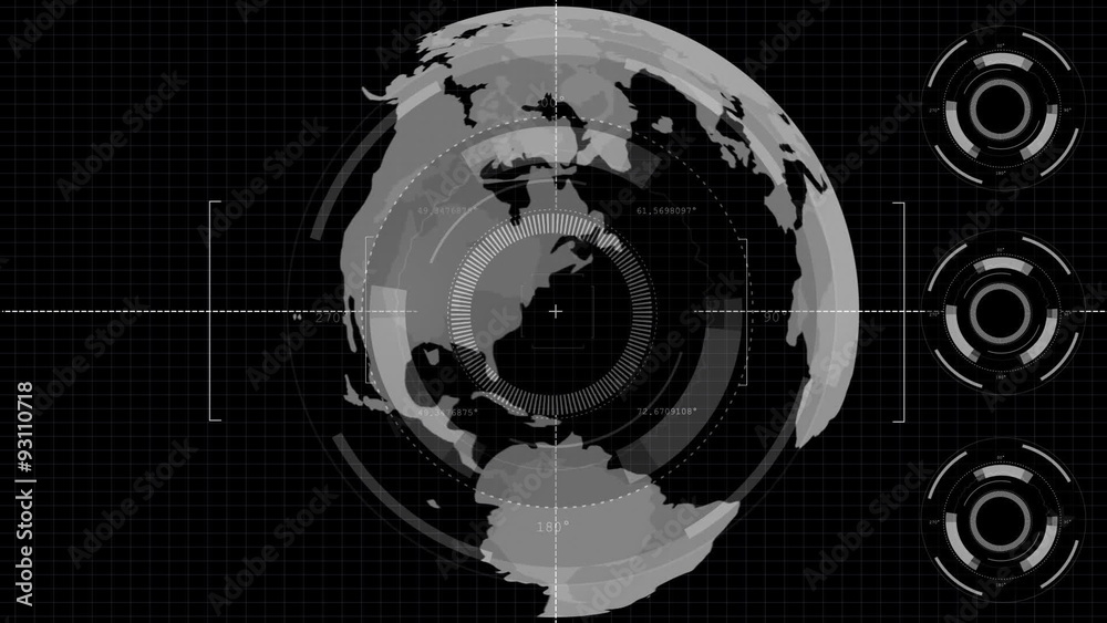futuristic hud with the target planet scans / secret agent concept