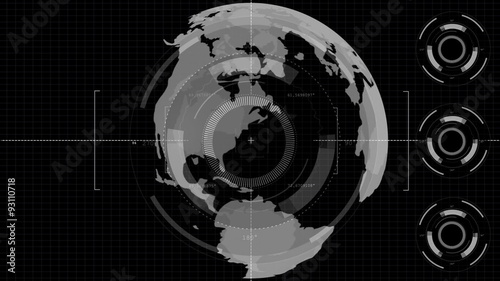 futuristic hud with the target planet scans / secret agent concept
