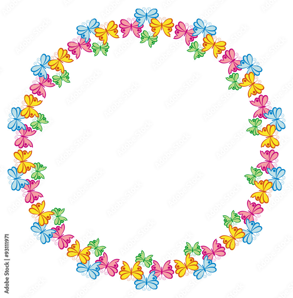 Round frame with butterflies