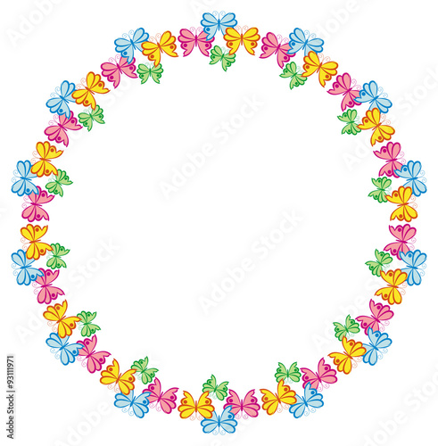 Round frame with butterflies