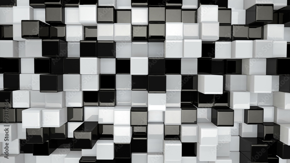 black and white 3D boxes moving seamless loop 4k (4096x2304)
