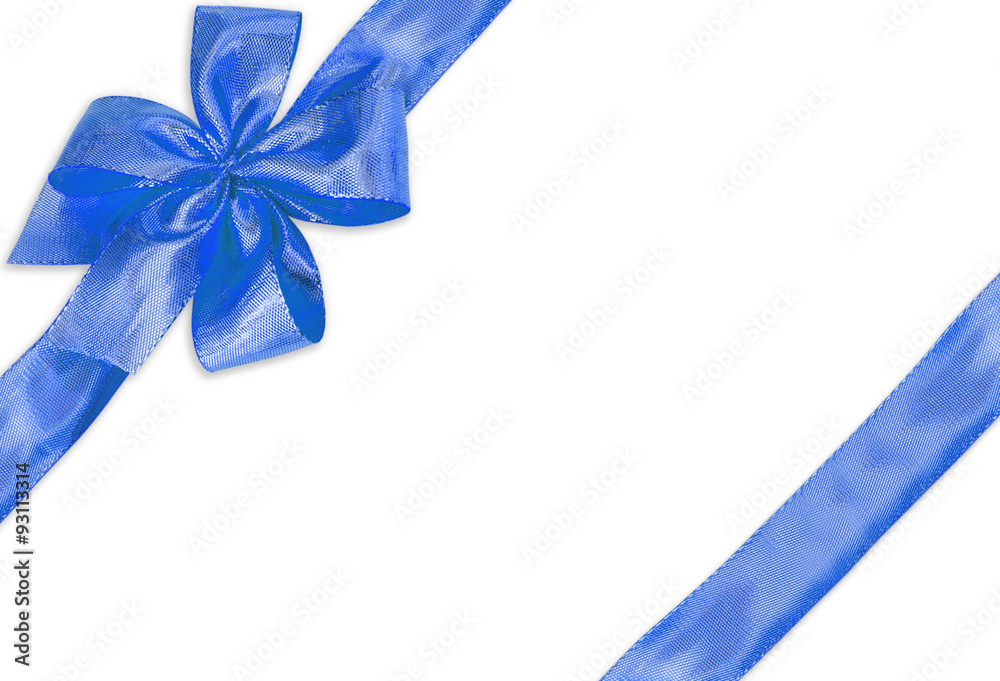 rubans et noeud bleu oblique sur fond blanc rubans et noeud bleu oblique sur fond blanc