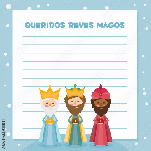 the three kings of orient. vectorized letter on a blue background