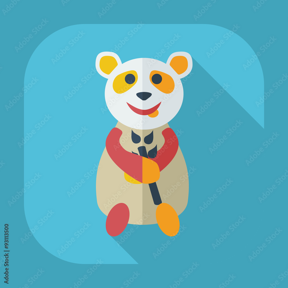 Flat modern design with shadow icons panda eating