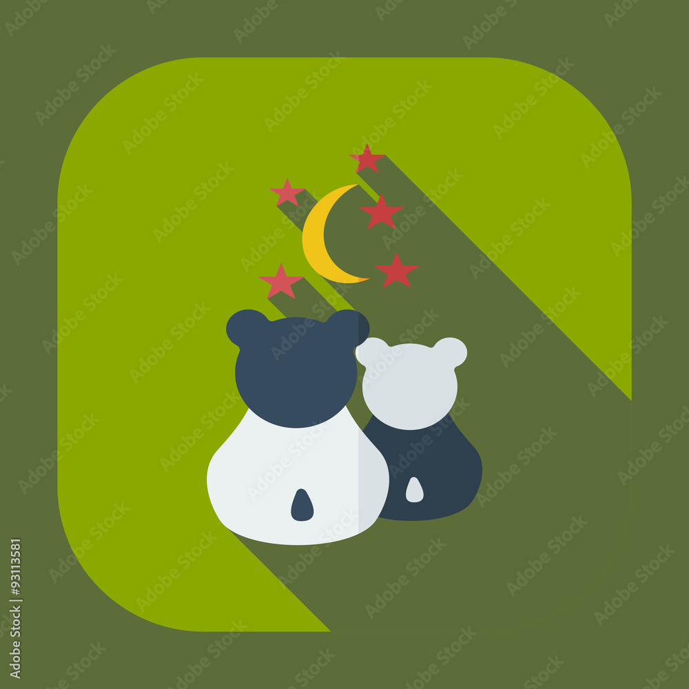Fototapeta premium Flat modern design with shadow icons panda love