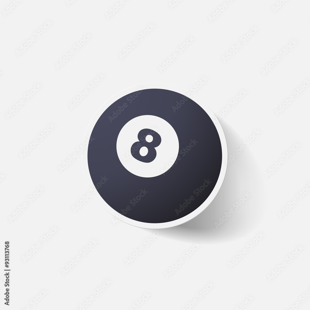 Paper clipped sticker: billiard ball with number Paper clipped sticker: billiard ball with number