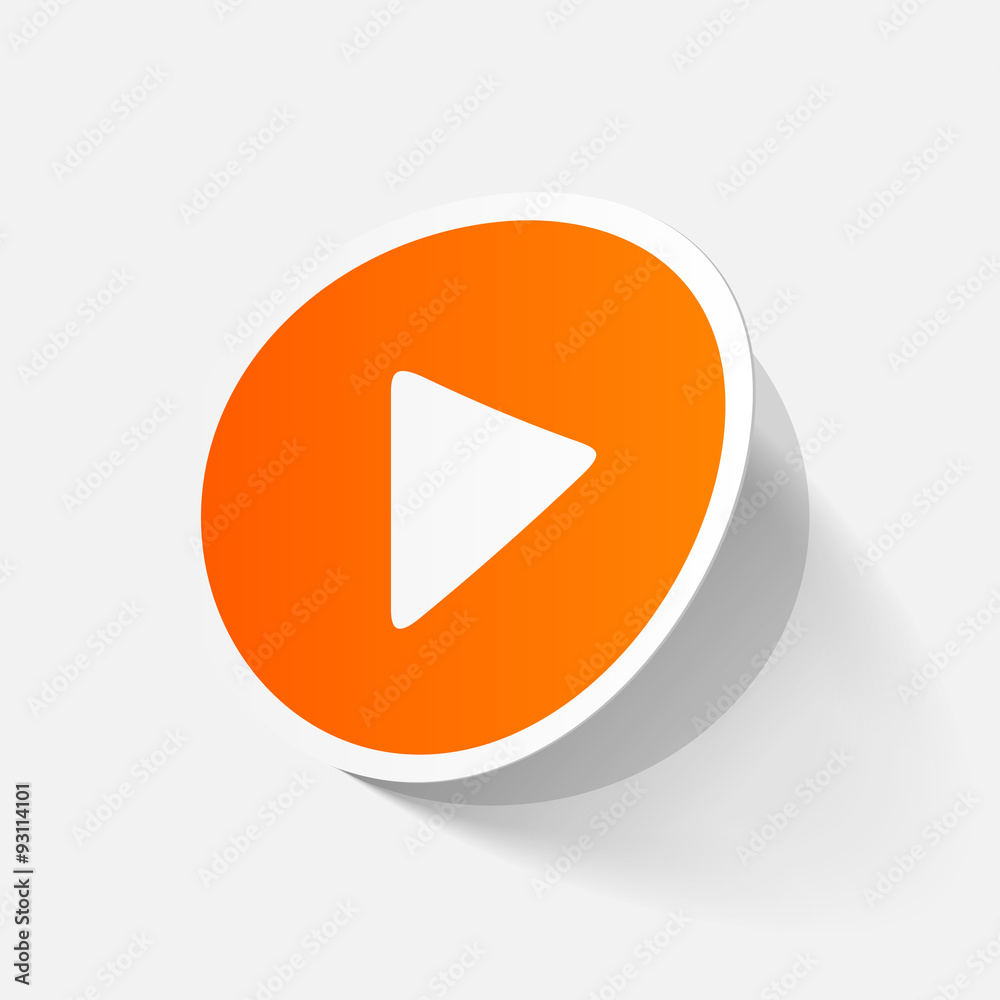 paper sticker: Play button web icon paper sticker: Play button web icon
