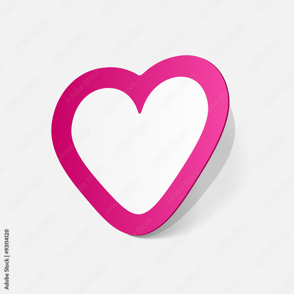 paper sticker: Valentine's day. Heart paper sticker: Valentine's day. Heart