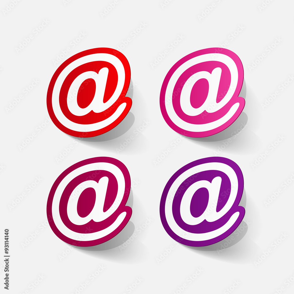 Realistic paper sticker: e mail sign Realistic paper sticker: e mail sign