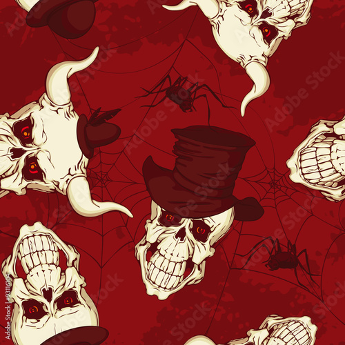 seamless pattern, paper with skulls
