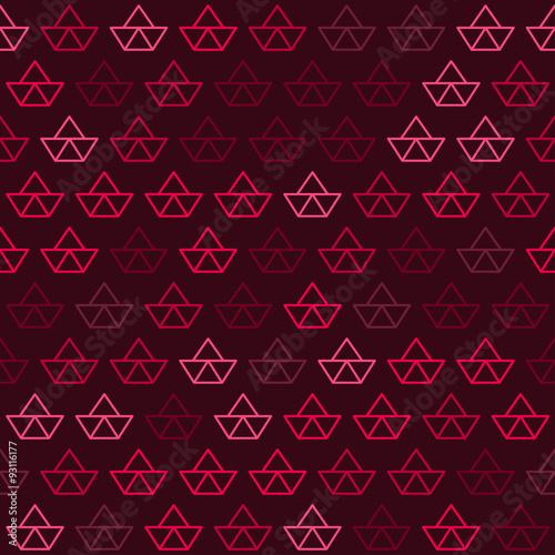 Red Paper Ship Pattern on Red Background
