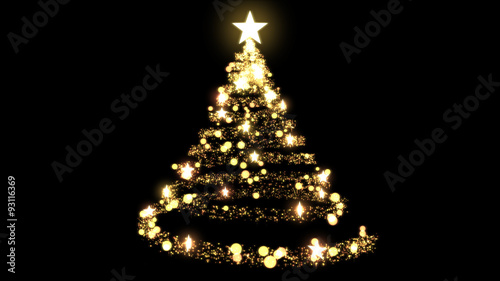 Glittering Christmas Tree Illustration - Golden
