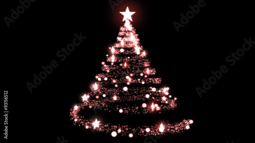 Glittering Christmas Tree Illustration - Red