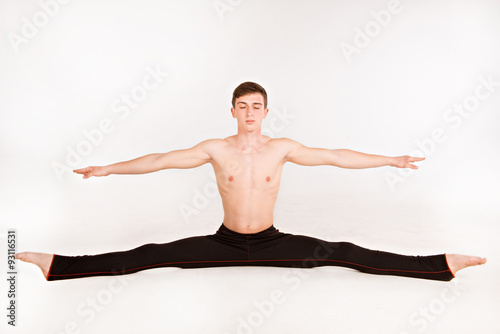 slender man doing gymnastic exercises