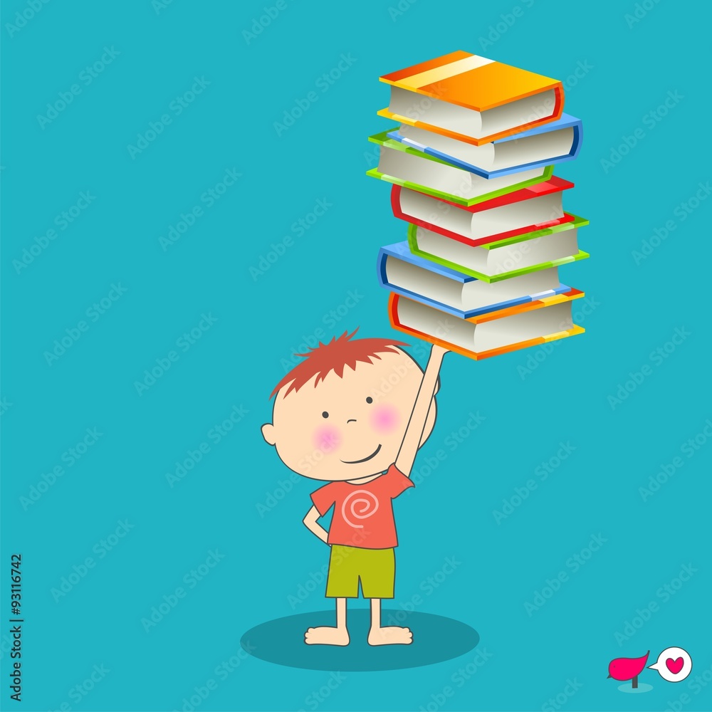 Estudiante sosteniendo una pila de libros