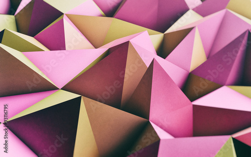 Abstract Pink and Yellow Low Poly 3D Background