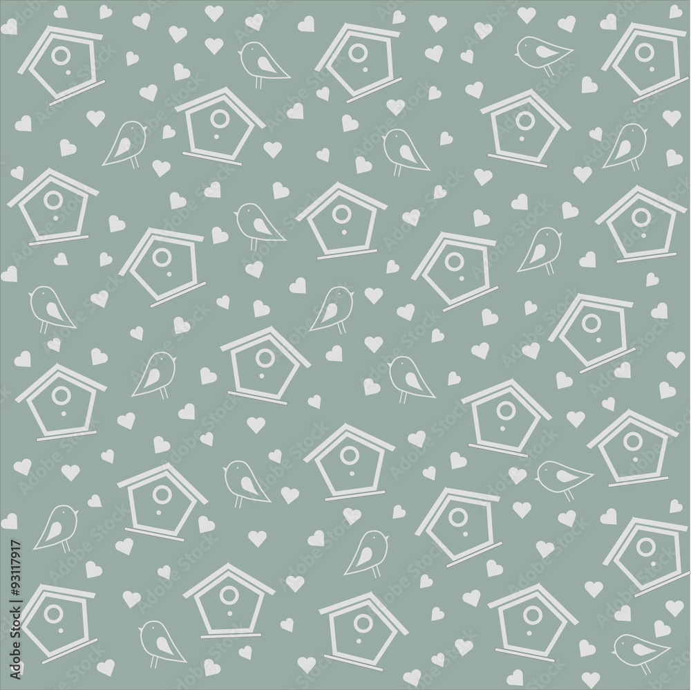 Birdhouse pattern green Birdhouse pattern green