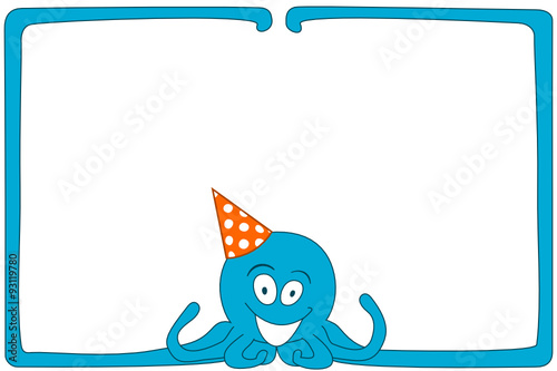 Carte invitation cadre photo pieuvre chapeau pointu