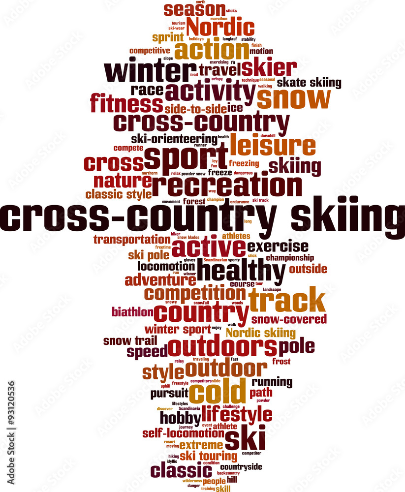 cross-country skiing word cloud concept. Vector illustration