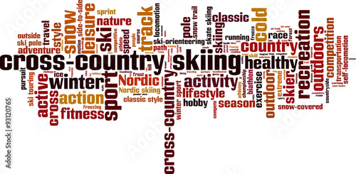 cross-country skiing word cloud concept. Vector illustration