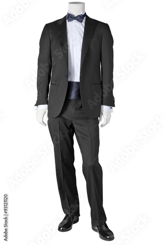 luxury black tuxedo isolated on white background
