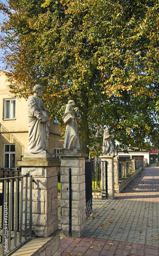 Gate of Church of Nativity of Most Holy Mother of God in Oleszyce. Poland photo