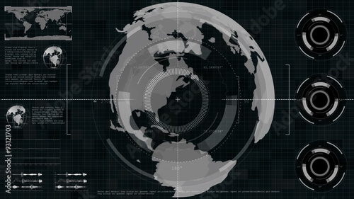 Futuristic secret agent Technology Interface Computer scanning earth