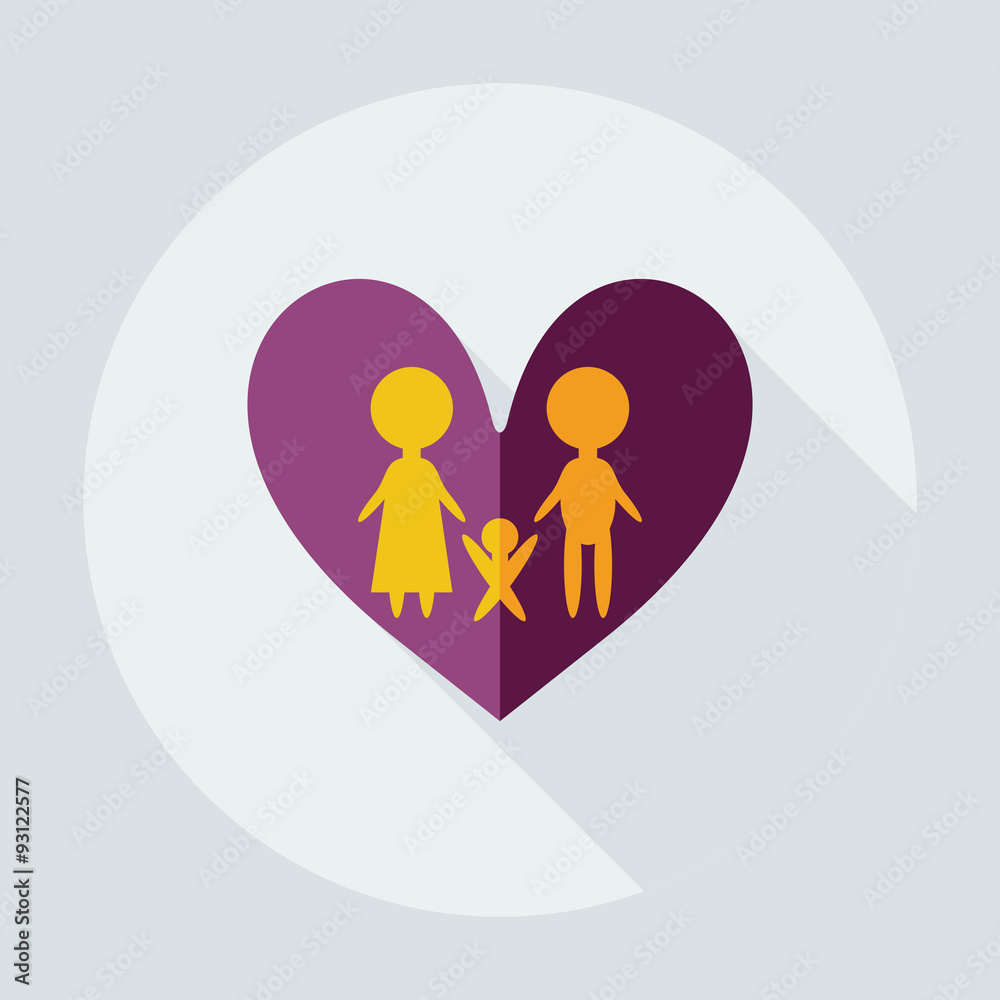 Flat modern design with shadow icons loving family Flat modern design with shadow icons loving family