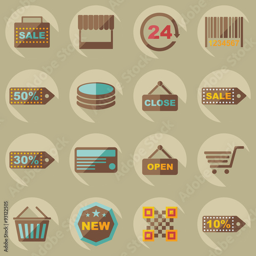 Flat concept, set modern design with shadow marketing sales