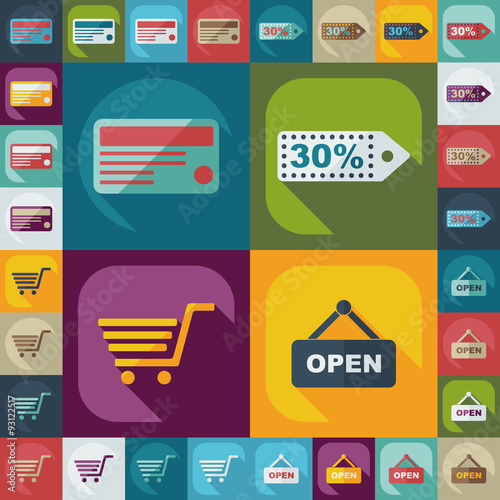 Flat concept, set modern design with shadow marketing sales