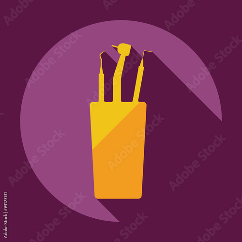 Flat modern design with shadow dentist tool
