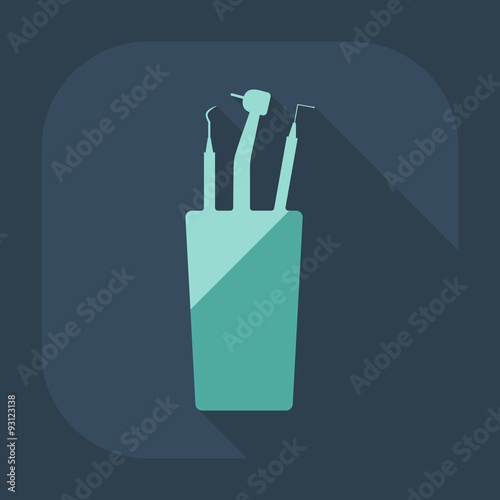 Flat modern design with shadow dentist tool