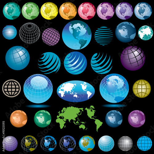 38 vector globes to choose from