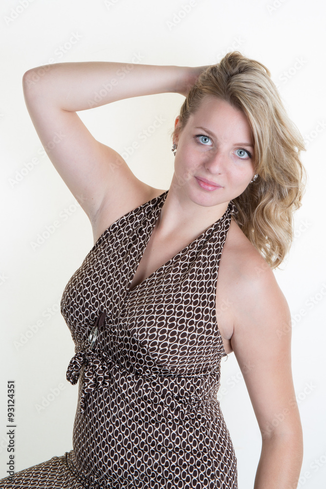 Sexy blond woman posing in front of camera Sexy blond woman posing in front of camera