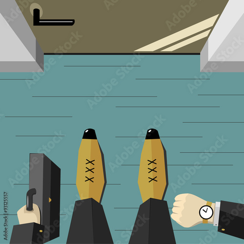 Business illustration 2. Businessman checks the clock before the meeting.
