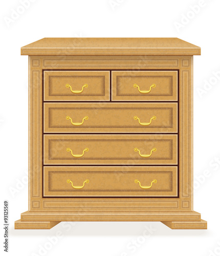 old retro wooden furniture chest of drawers vector illustration