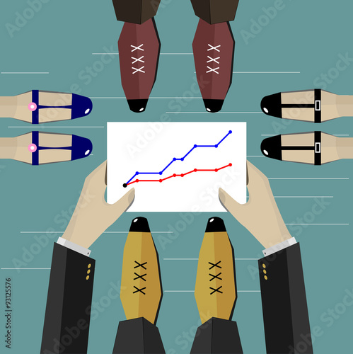 Business illustration 4. Businessmen discussing infographic.