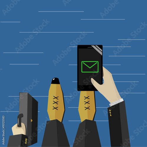 Business illustration 5. Businessman gets a message on the smartphone. 
