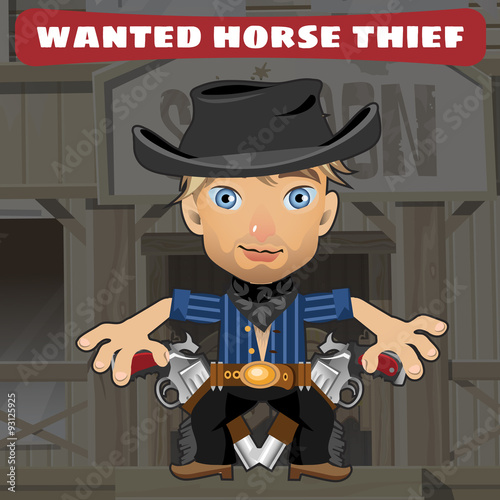 Cartoon character in Wild West - horse thief
