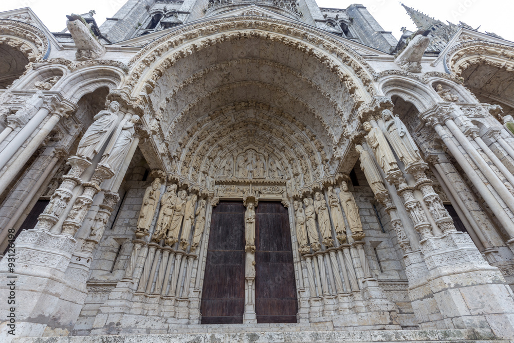 Chartres Cathedral, front entrance timpanum, a world heritage site 