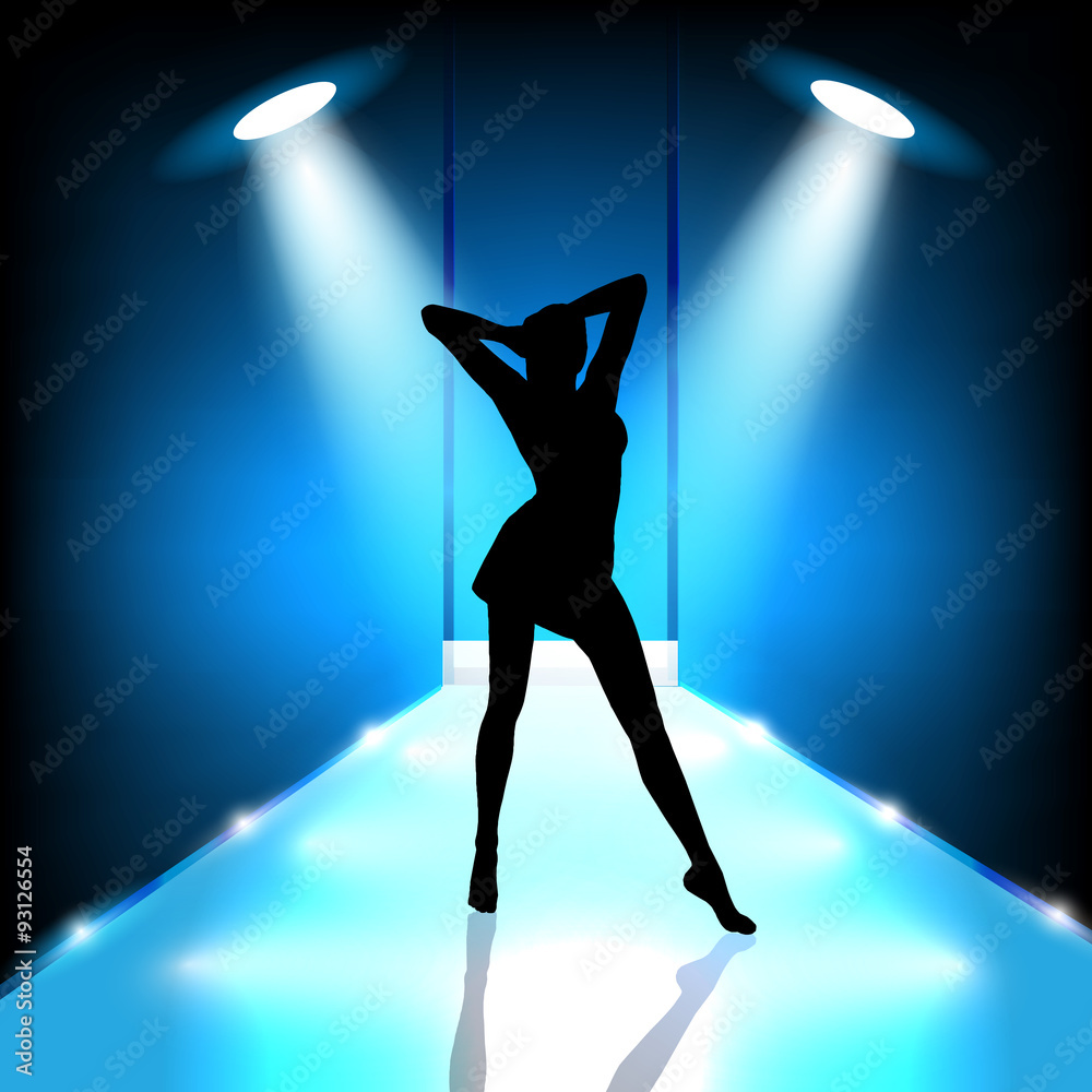 Vector Reflector Lights with Woman Dancing Illustration 